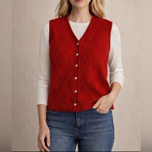 Vintage Pendleton Petite Large Red Virgin Wool Vest EUC